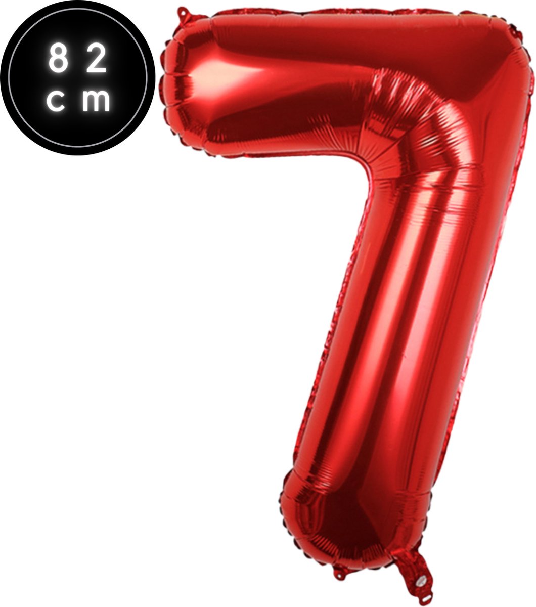 Cijfer Ballonnen - Nummer 7 - Rood - 82 cm - Helium Ballon - Fienosa