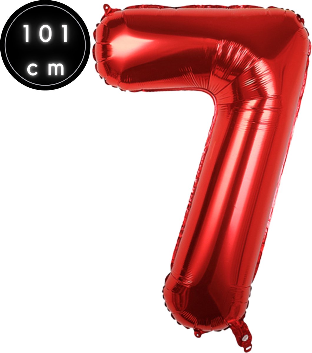 Fienosa Cijfer Ballonnen nummer 7 - Rood - 101 cm - XL Groot - Helium Ballon - Verjaardag Ballon