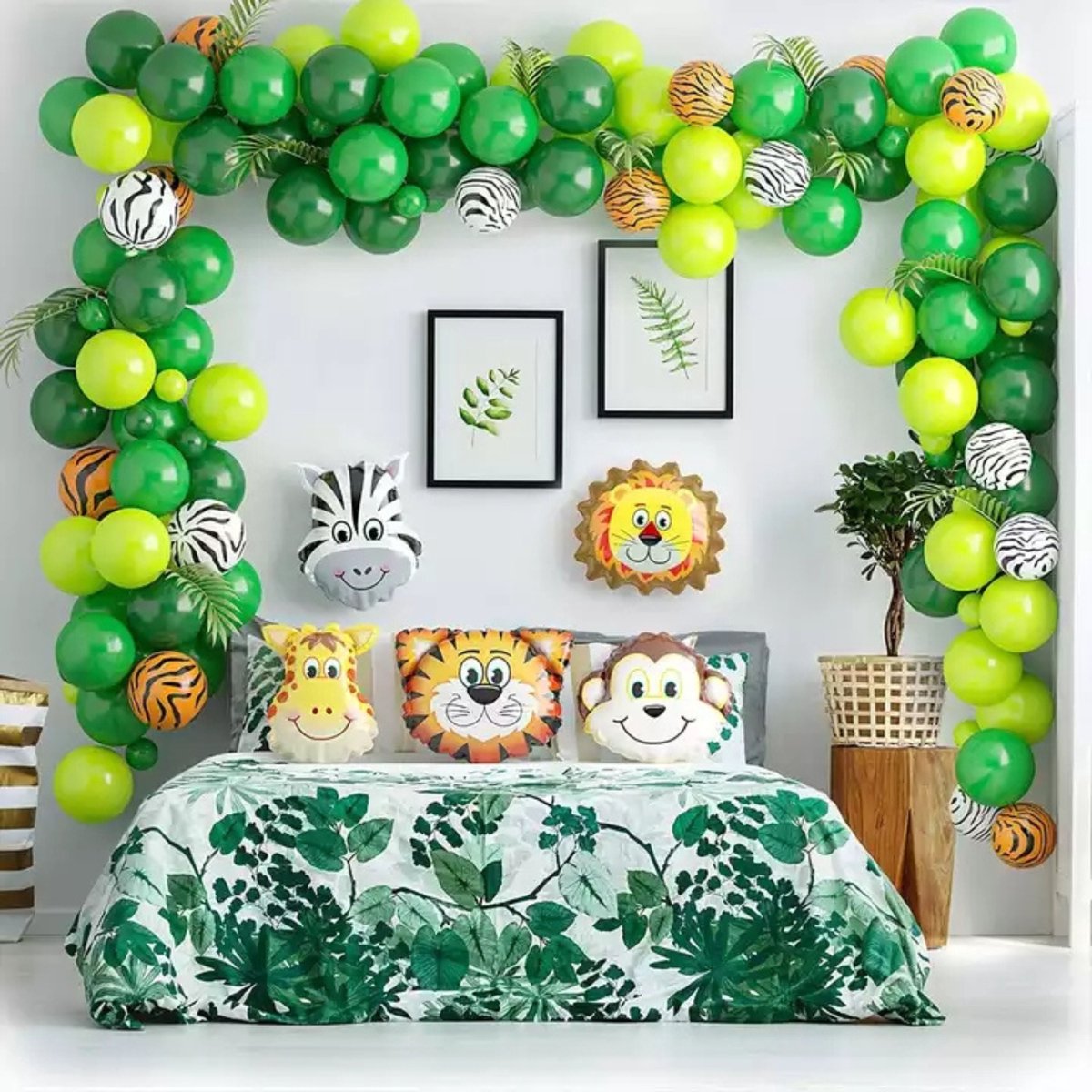 Jungle Versiering - XXL Jungle Ballon Set Groot- Jungle Decoratie - 126 items - Verjaardag Versiering - Ballonnen - Fienosa