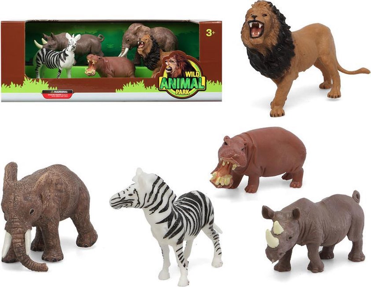 Speelgoed safari jungle dieren figuren 5x stuks van kunststof