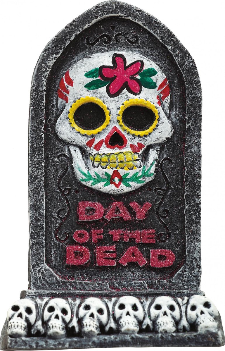 Fiestas Guirca Decoratiegrafsteen Day Of The Dead 13 Cm Polyresin