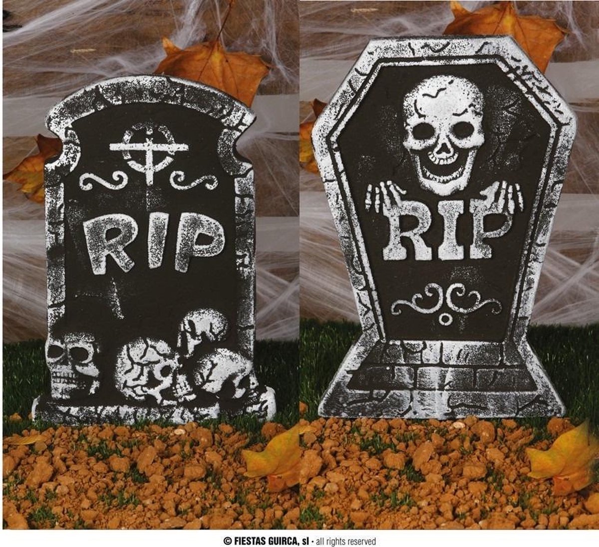 Fiestas Guirca Grafstenen Halloween 38 X 27 Cm Zwart/grijs 2 Stuks