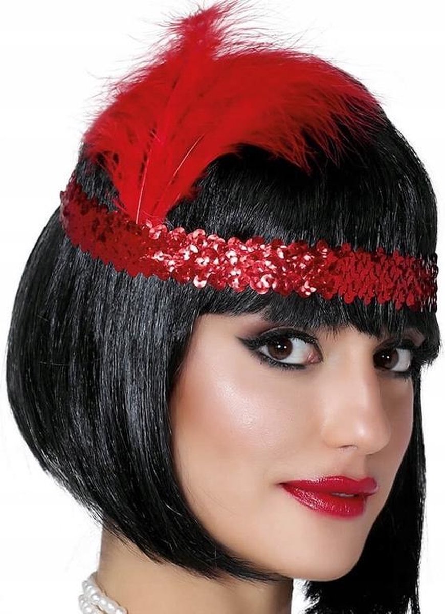 Fiestas Guirca Hoofdband Charleston 20 Cm Veren Rood