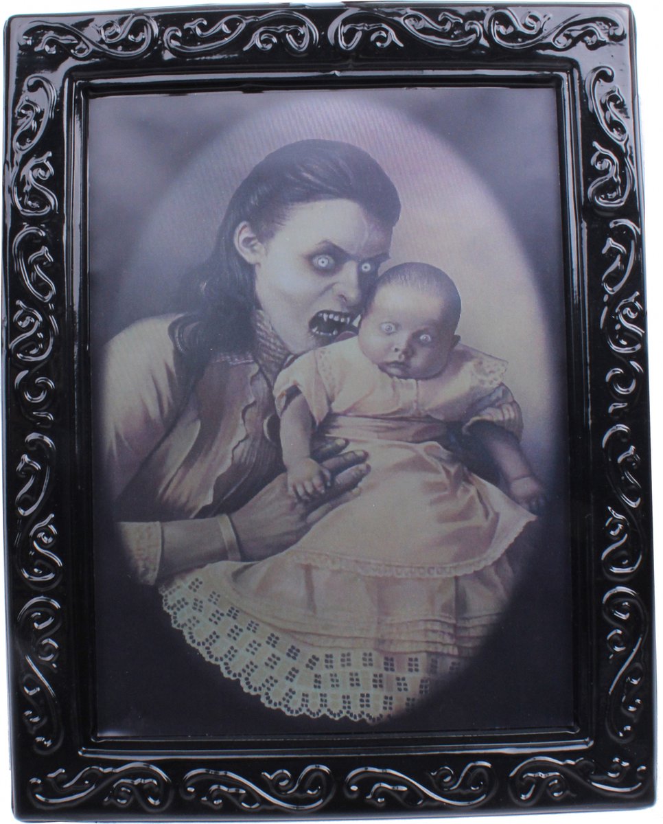 Fiestas Guirca Horrorschilderij Vrouw Met Baby 22 X 29 Cm Zwart