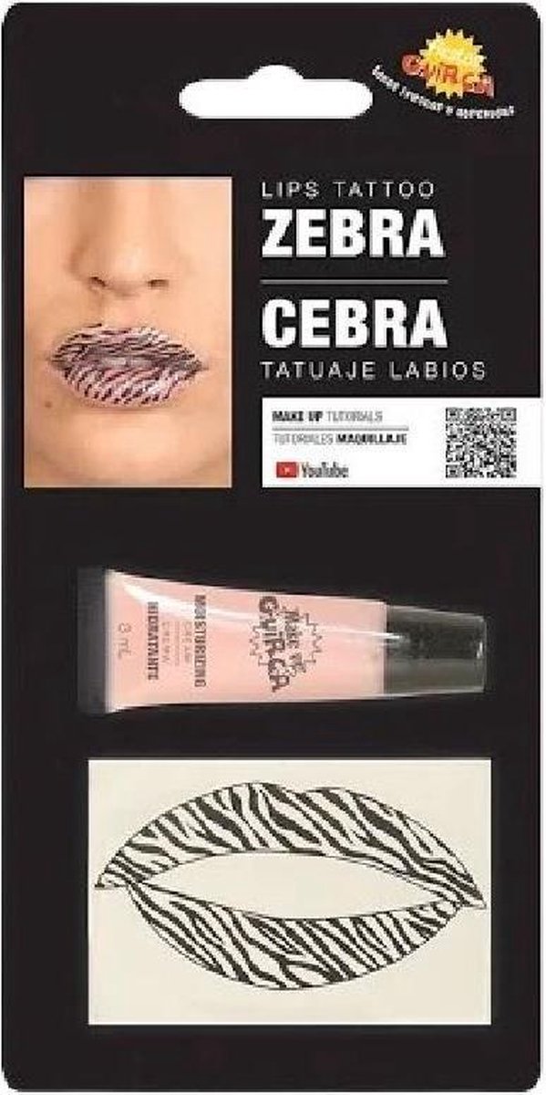 Fiestas Guirca Tattoo Lippen Zebra Beige/zwart/wit