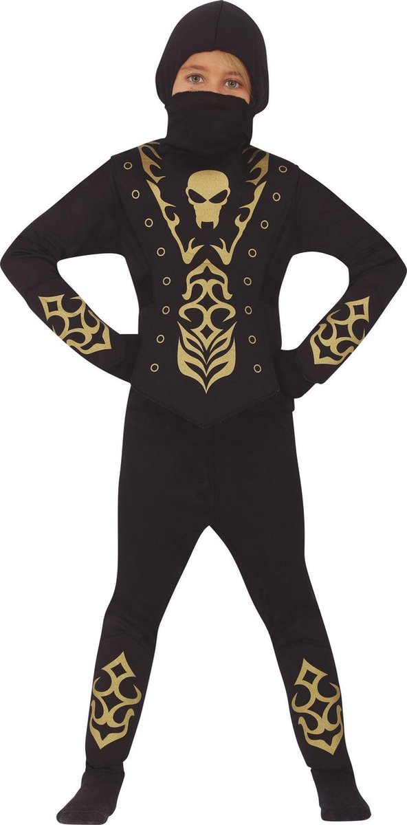 Fiestas Guirca Verkleedset Ninja Zwart/goud Polyester Mt 7-9 Jr