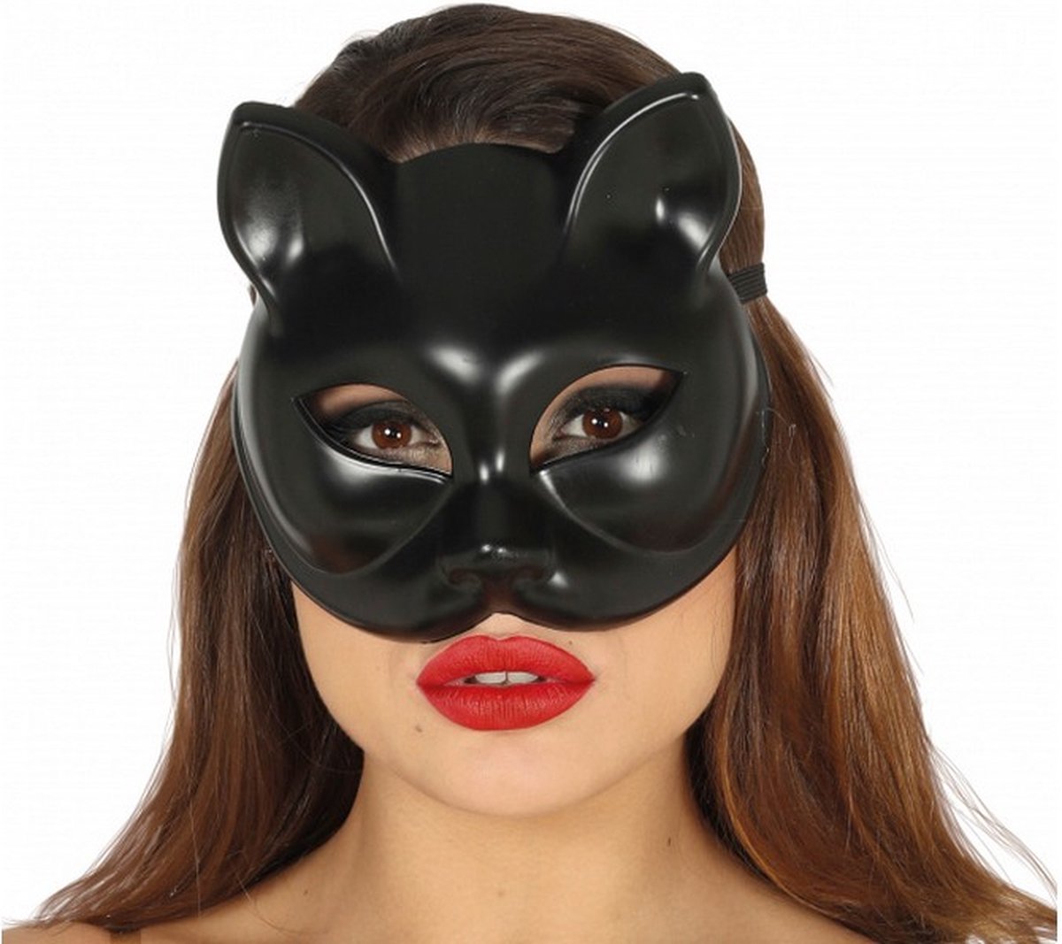 gezichtsmasker Black cat dames 17 cm zwart