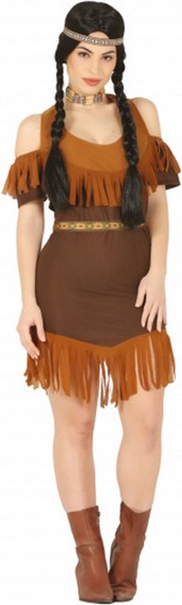 jurk Native American dames polyester bruin mt M