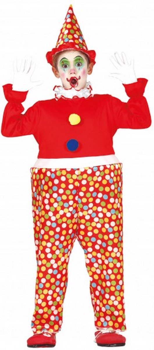 verkleedpak clown junior polyester rood mt 3-4 jaar