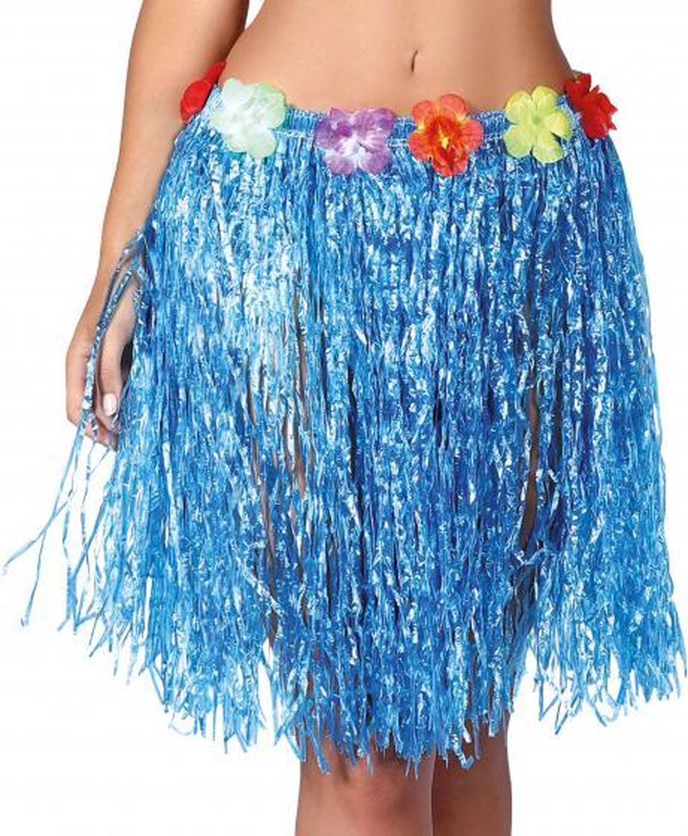 verkleedrok Hawaiian dames 50 cm blauw one-size