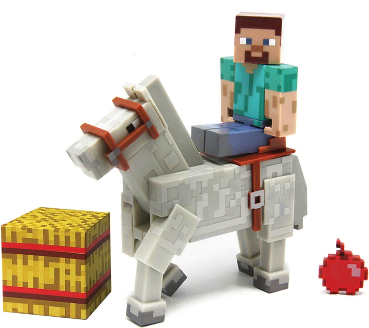 Speelfiguur Minecraft Steve Met Wit Paard