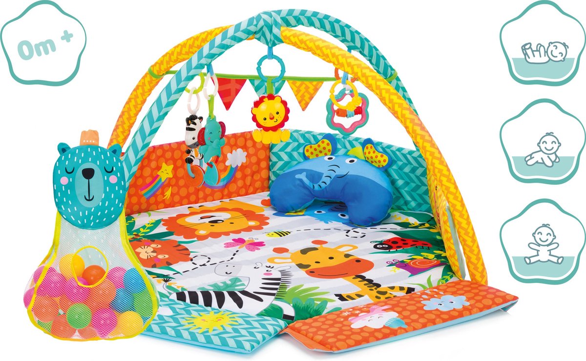 Babygym speelmat en ballenbak 2 in 1 - Gekleurde ballen -  