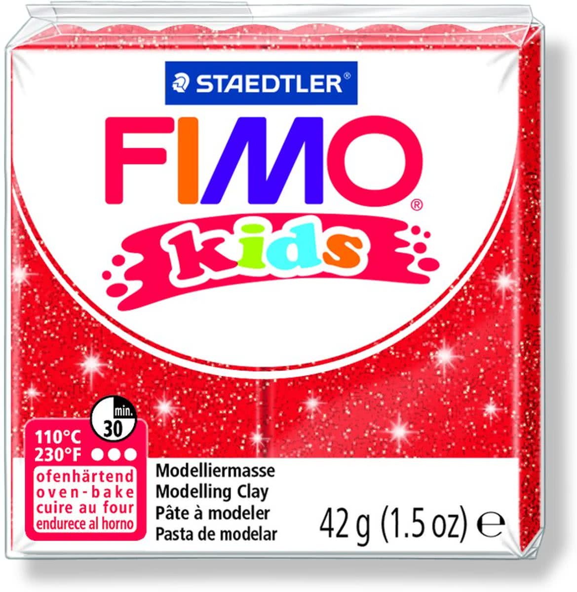 Fimo Kids Boetseerklei Glitter - Rood