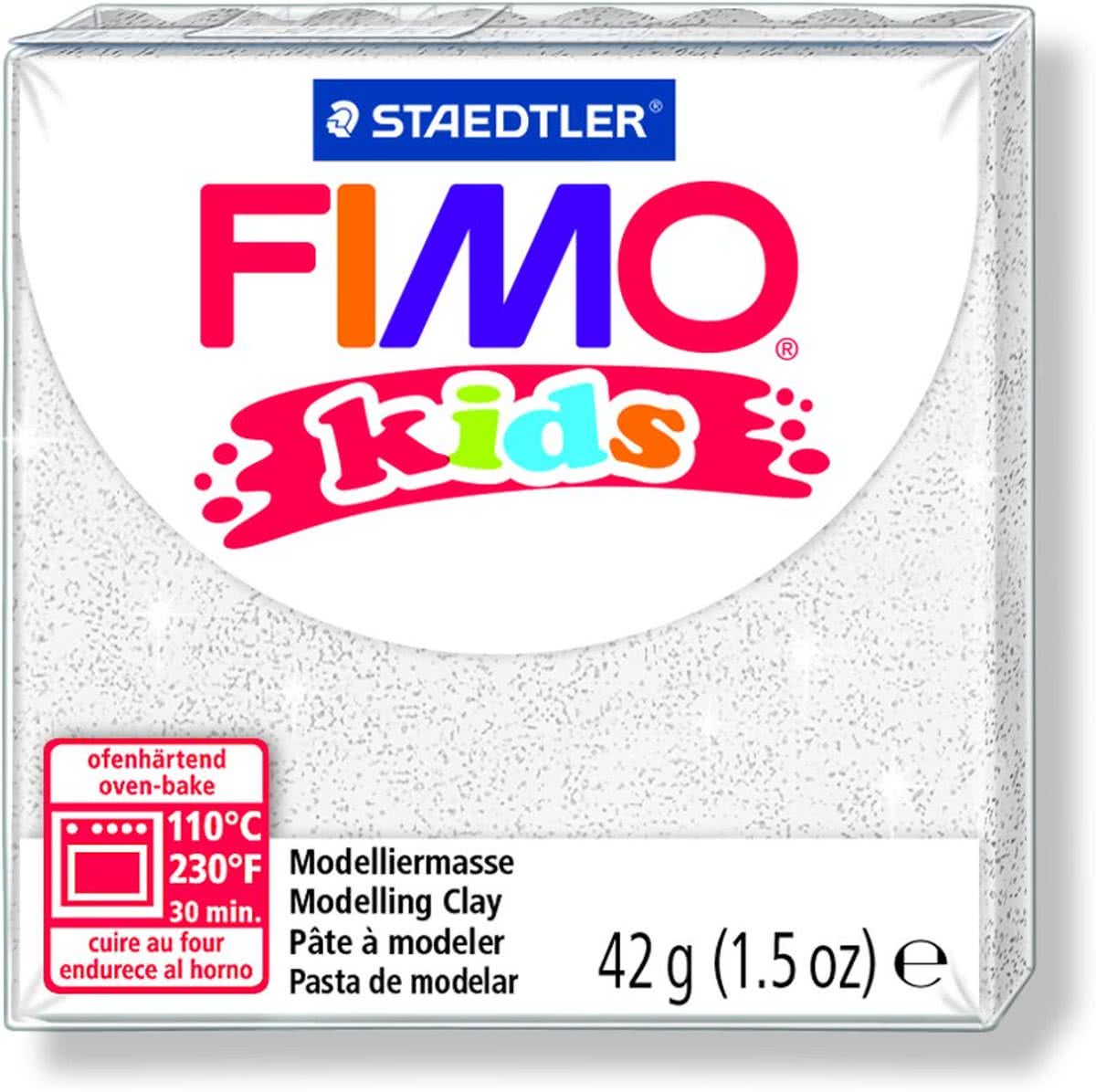 Fimo Kids Boetseerklei Glitter - Wit