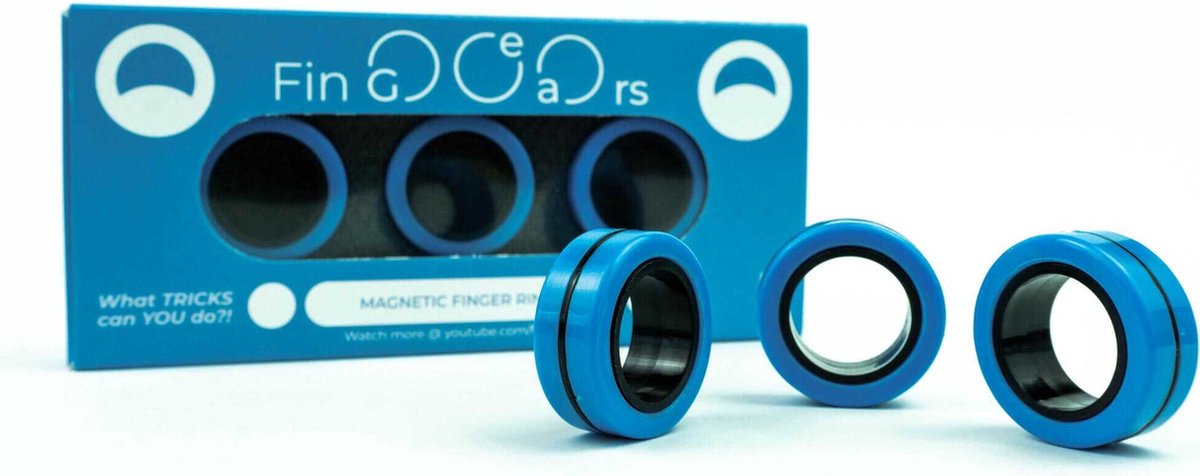 FinGears Original - Magnetische ringen - Supersterke magneet fidget - Blauw/zwart - M