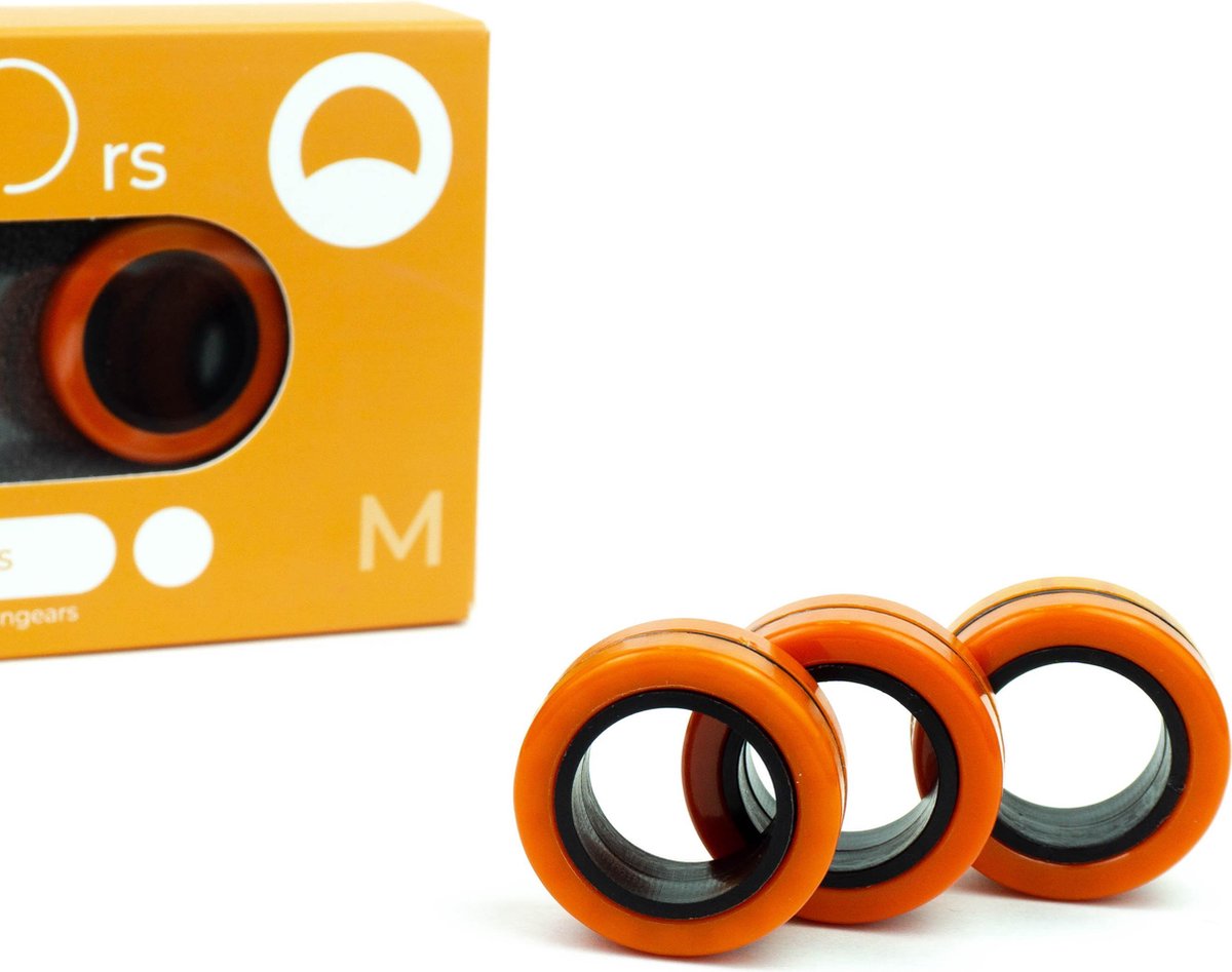 FinGears Original - Magnetische ringen - Supersterke magneet fidget - Oranje/zwart - L