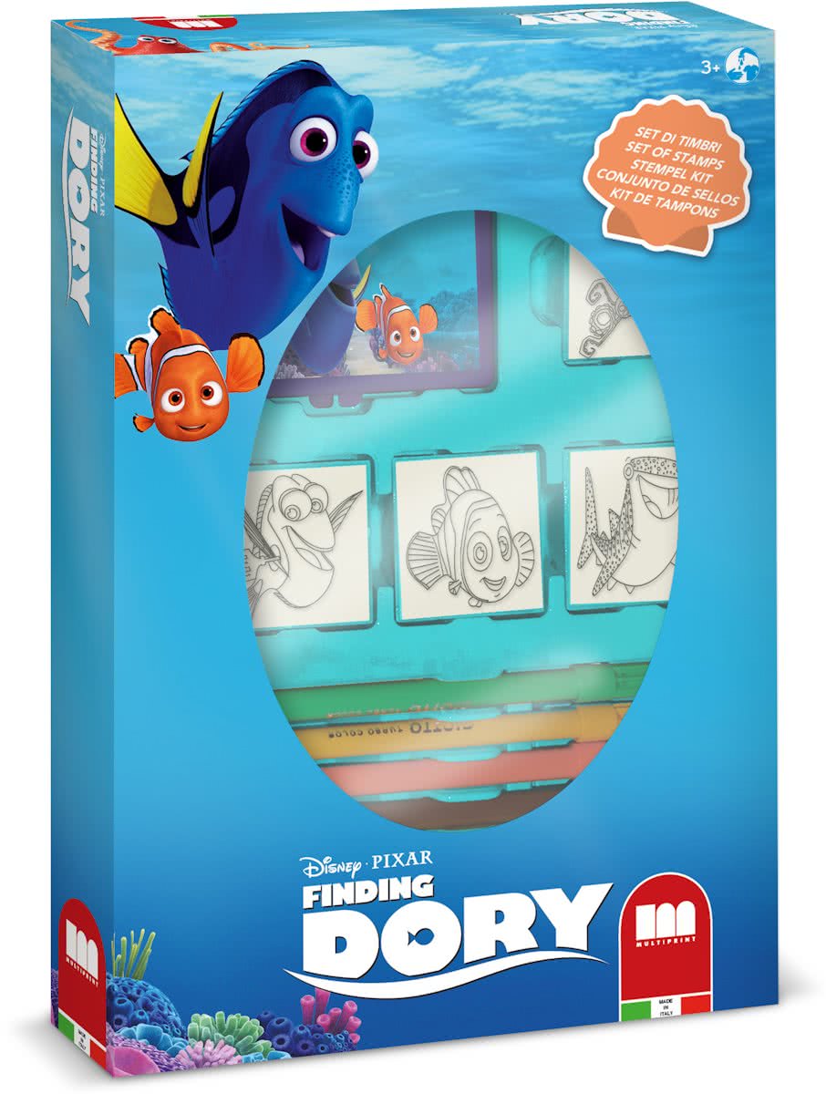 Multiprint Disney Finding Dory - box - 4 stempels + 7 stiften