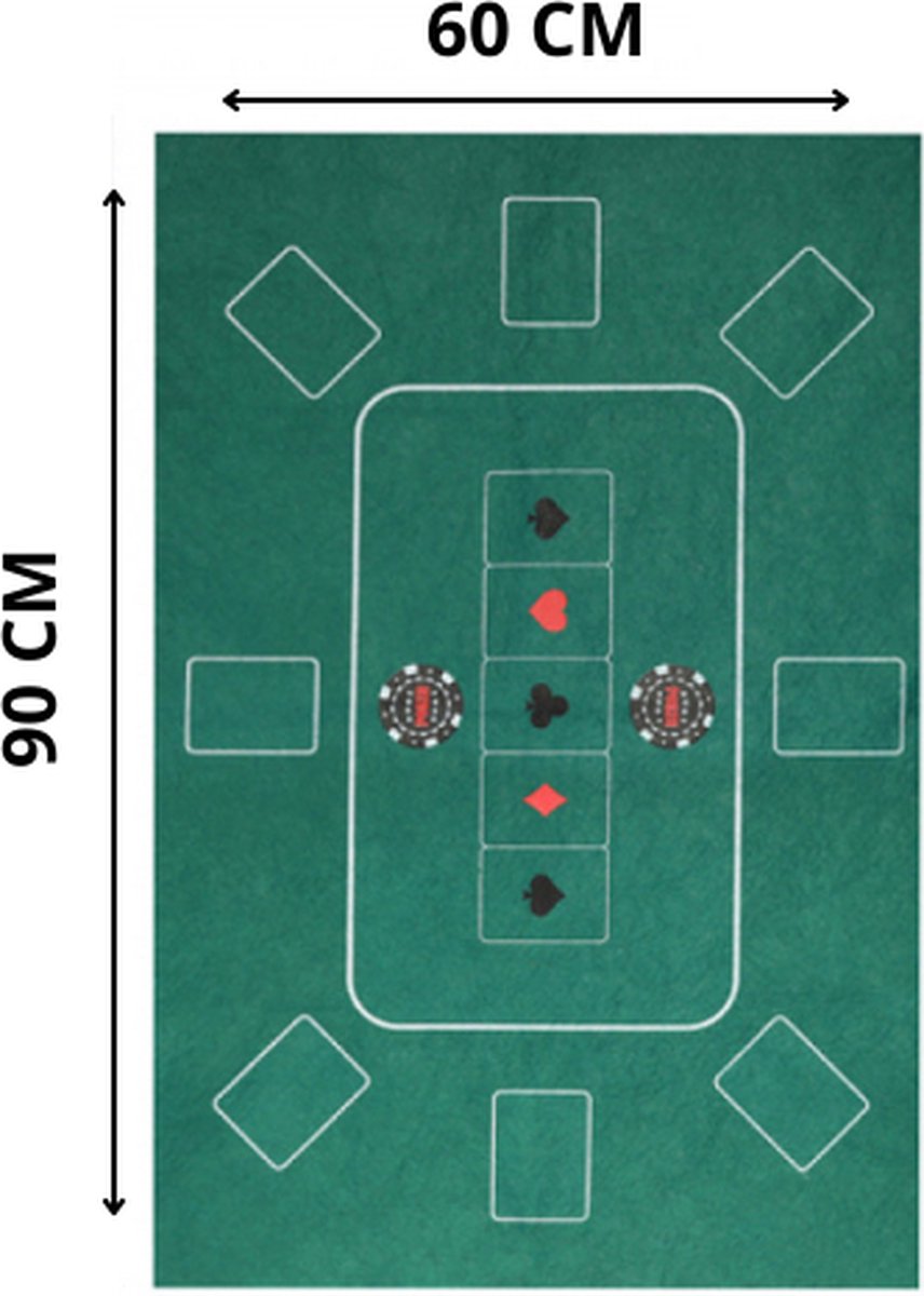 Pokerkleed – Poker Kleed Tafel – Pokermat – Kaartmat – Kaart Kleed – 60 X 90 CM – Groen