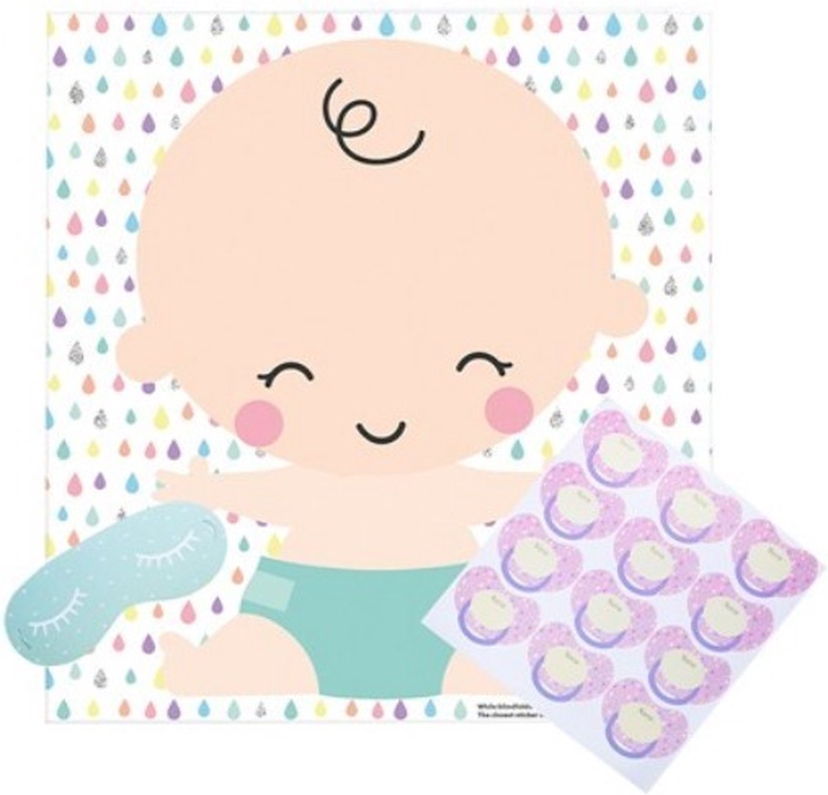 FIRST STEPS - babyshower spelletjes - babyshower spel - pin the dummy