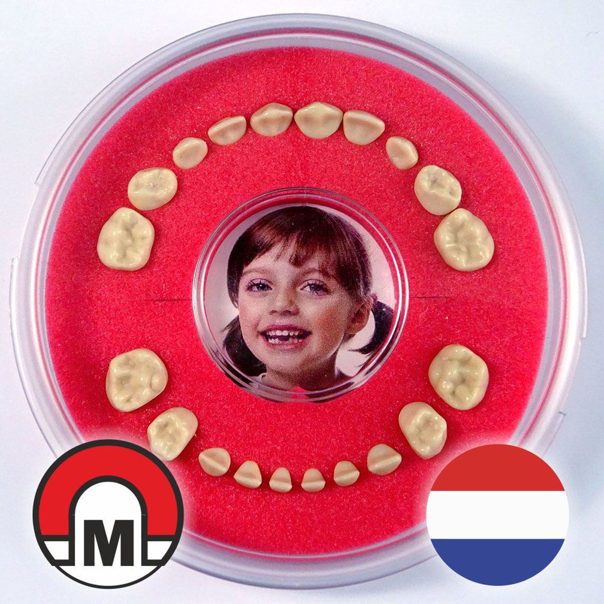 Tandendoosje / Koelkastmagneet Firsty® Round Magnetic (Jongen/Meisje, Rood) -- Bekijk Video