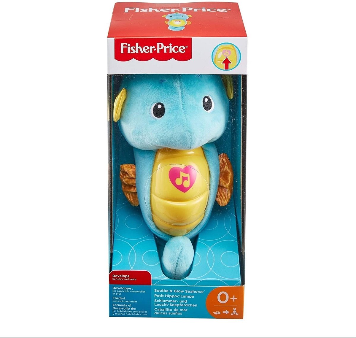 Fisher Price - Sluimer en droom - Knuffel - Zeepaard - Baby - 5 minuten muziek - Lichtgevende buik - Zacht - Schattig - Vanaf 0 jaar