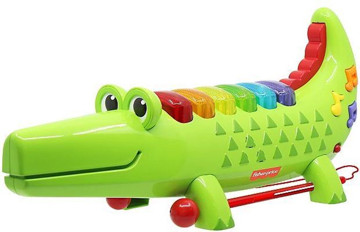 Muziek instrument Krokodil Fisher-Price voor peuters, Muziekknoppen met liedjes en geluiden.