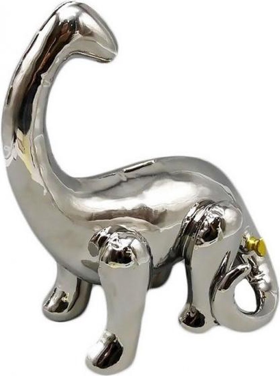 spaarpot Brontosaurus 24 x 25 cm keramiek zilver