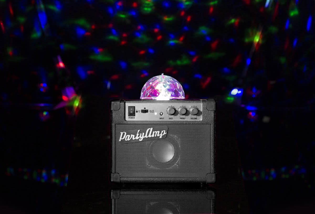   Versterker met Draaiende Disco Bol en LED verlichting - Zwart