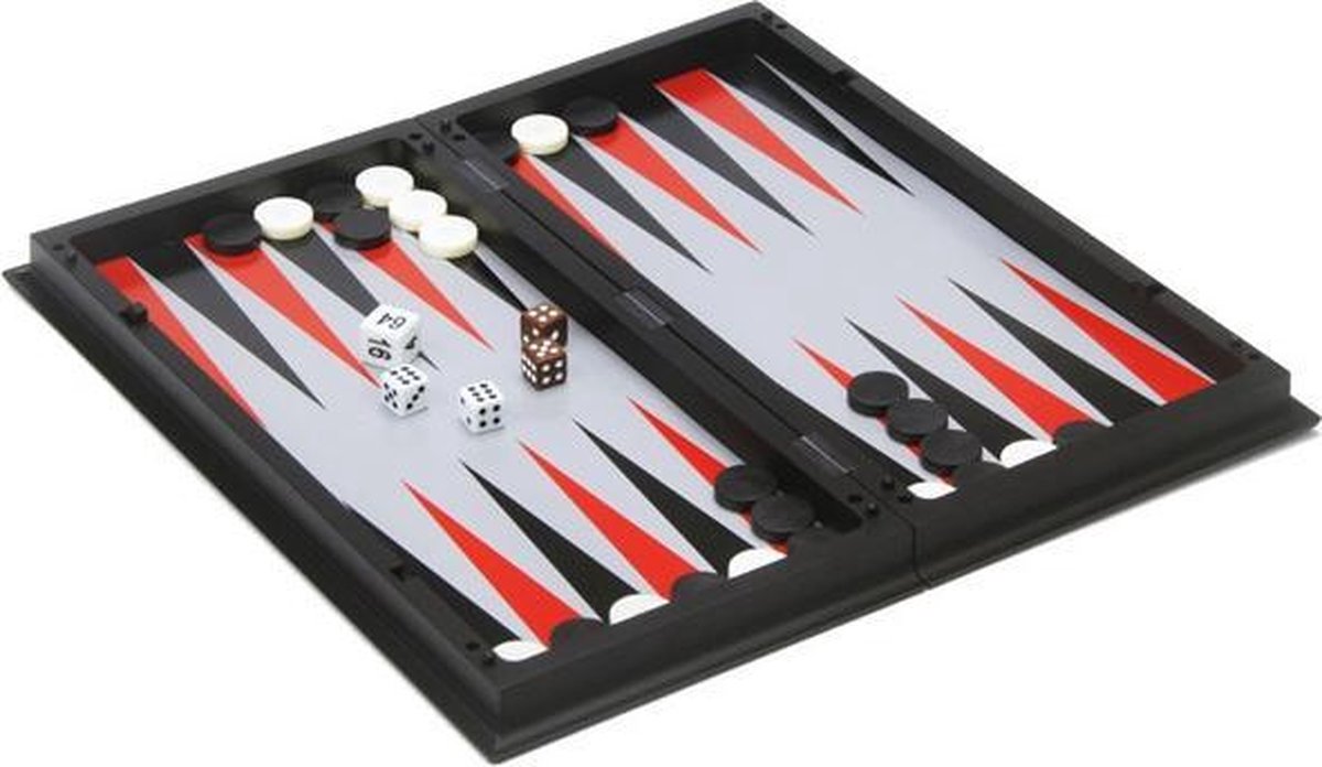 reisspel backgammon/schaken 24 cm zwart/wit