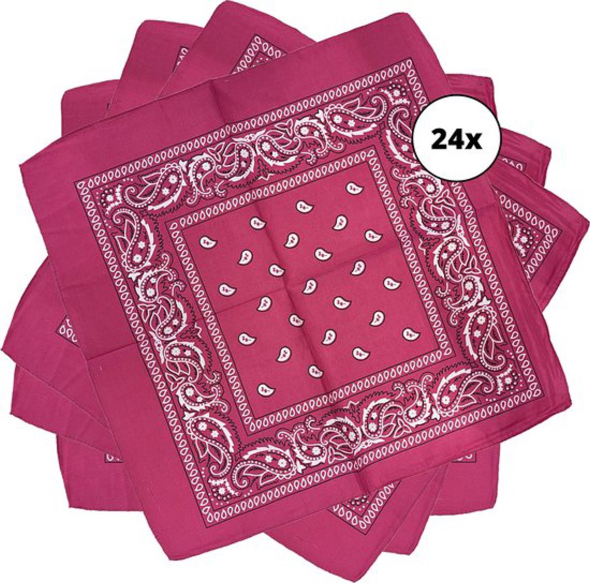 Fjesta© Bandana roze - boerenzakdoek roze - 53cm x 53cm - 24 stuks