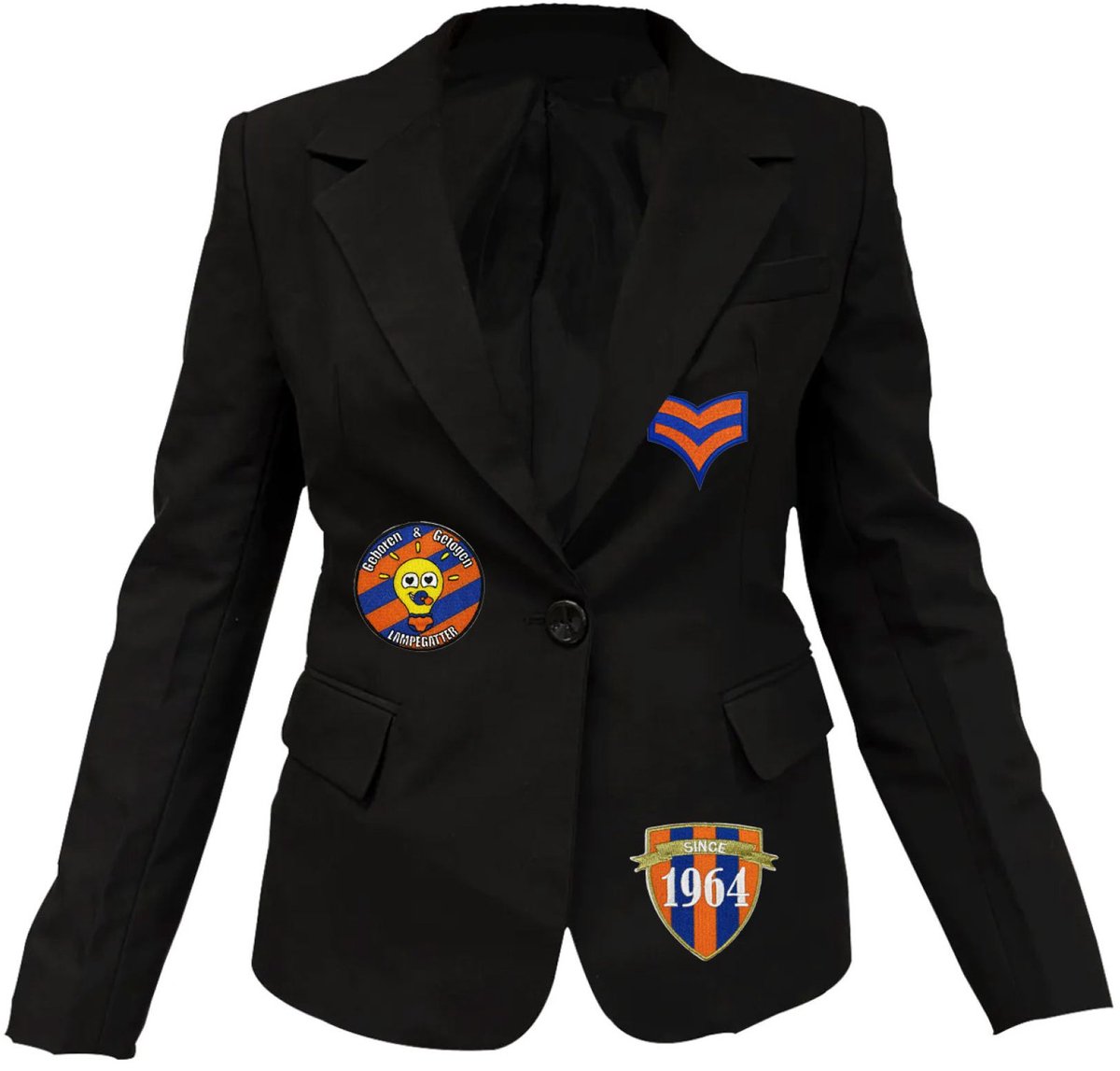 Fjesta© Lampegat jasje met emblemen - Dames - Maat XL - Carnavalskleding Dames - Carnaval