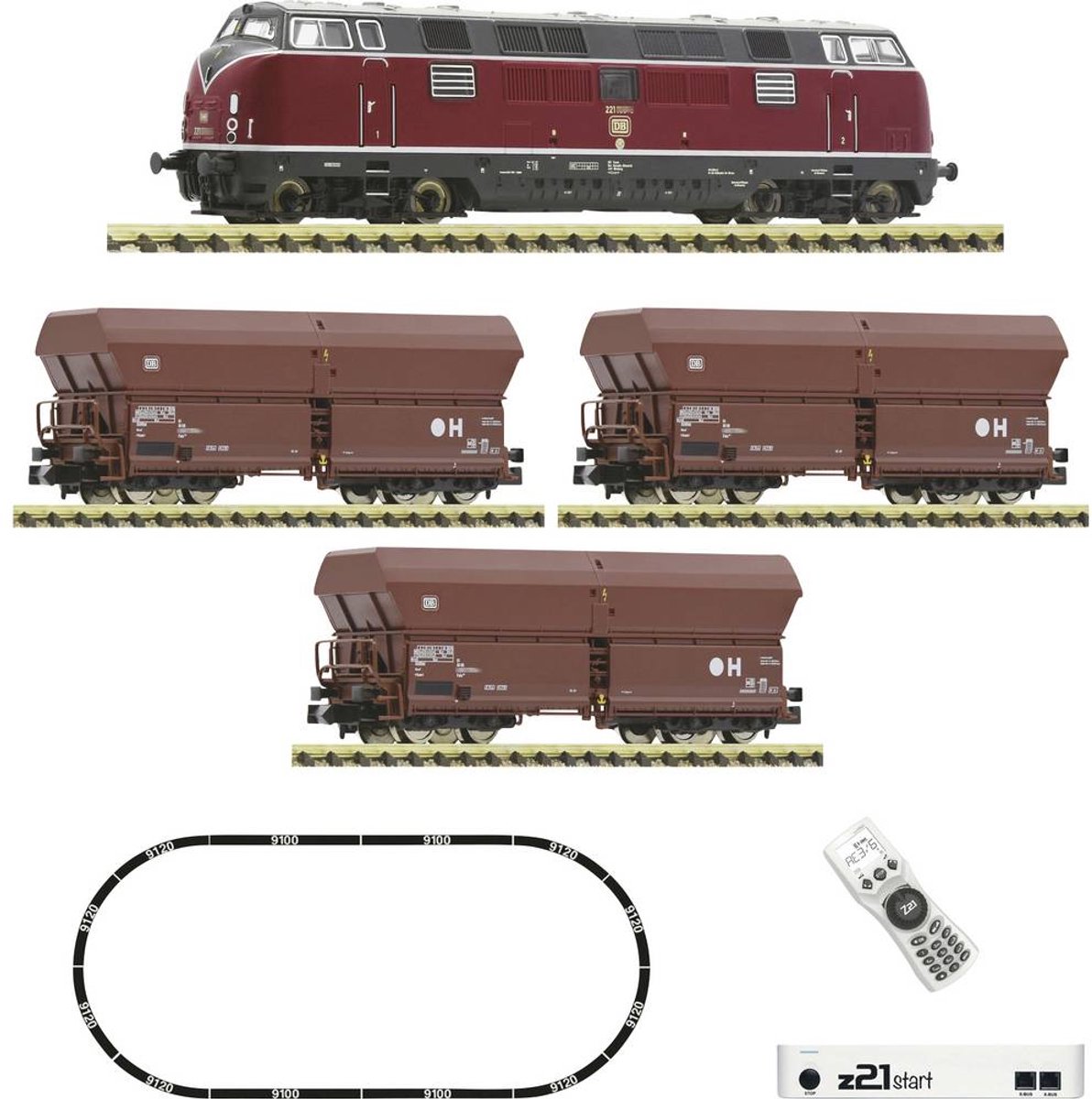   5170003 N z21 digitale startset diesellocomotief BR 221 met goederentrein van de DB