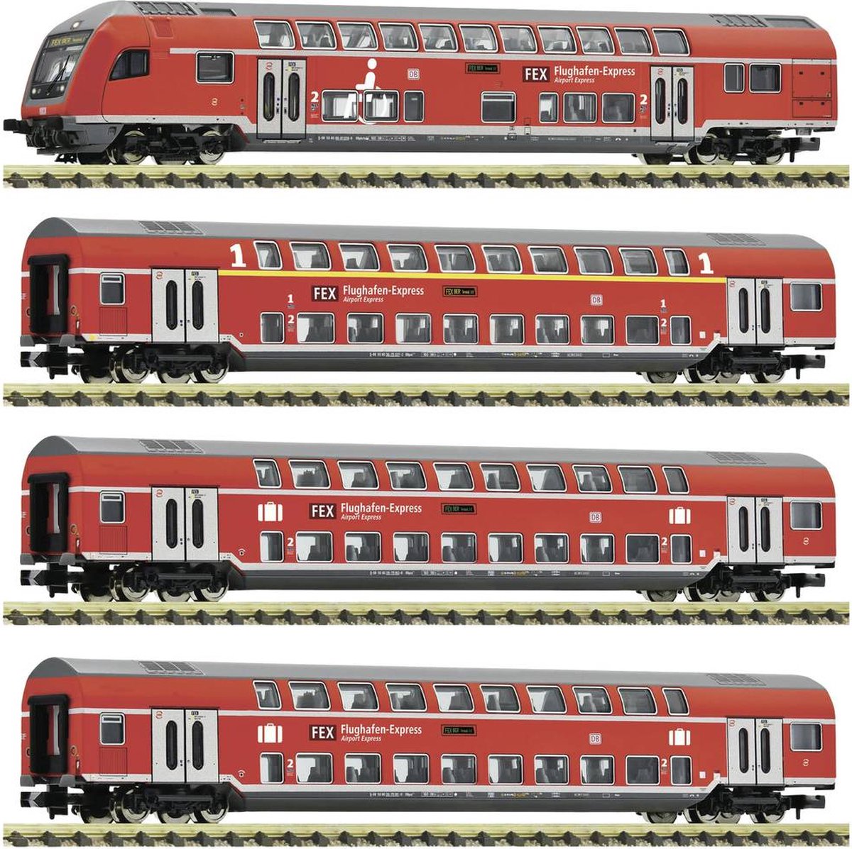 Fleischmann 881916 N set van 4 dubbeldekswagons „FEX” van de DB-AG