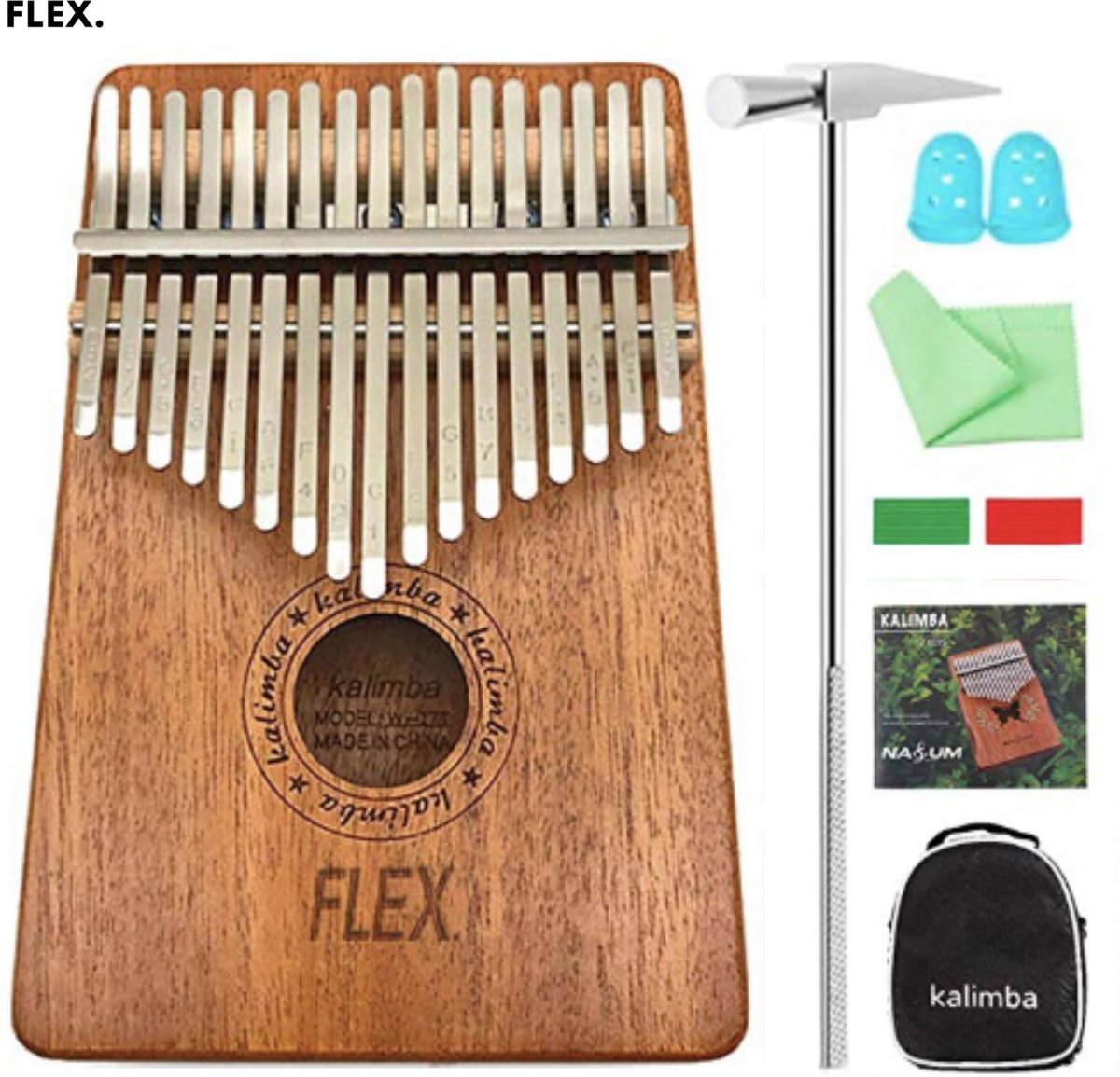 Flex - Kalimba Muziekinstrument  - Kalimba Duimpiano - Mbira - 17 tonen - Incl GRATIS draagbare beschermtas