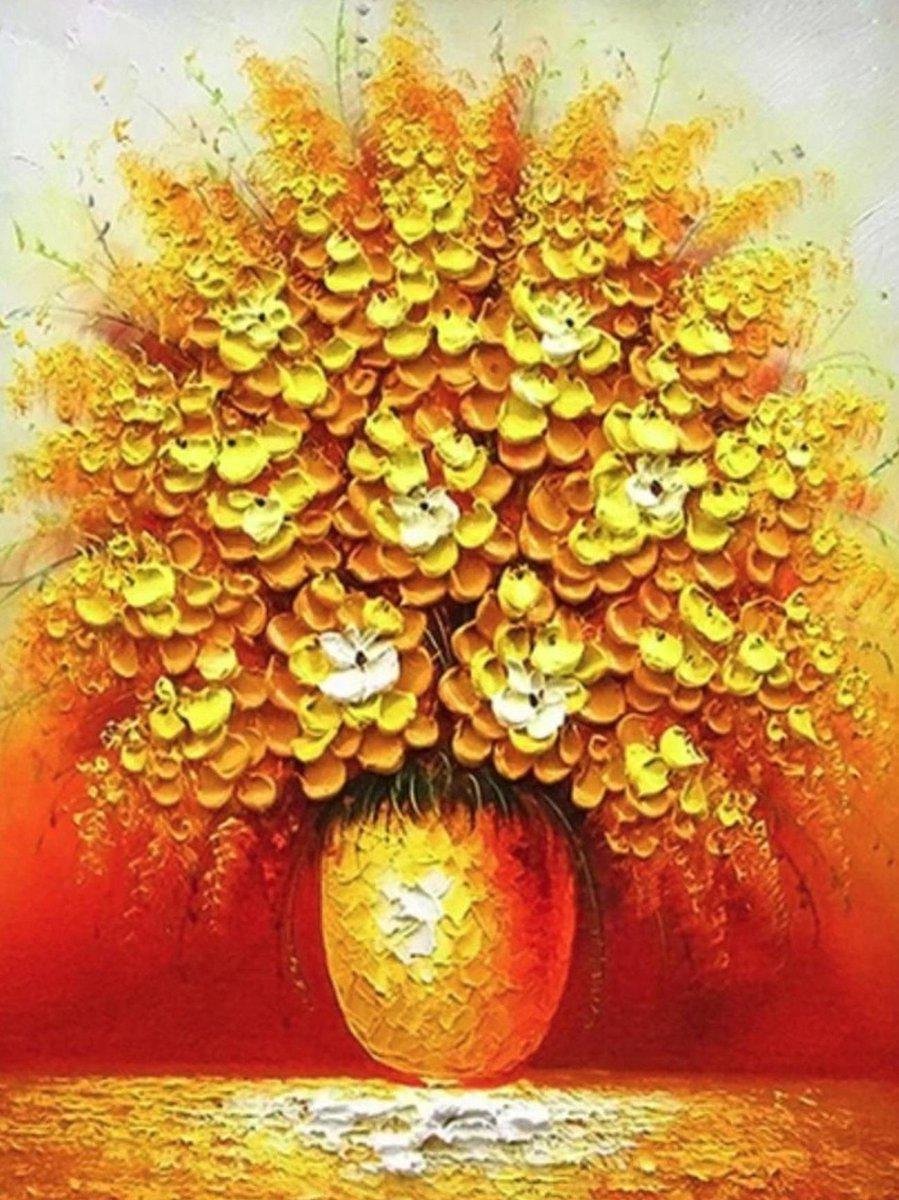 Diamond Painting - Gouden Bloem - 30 x 40 cm - Diamond Steentjes