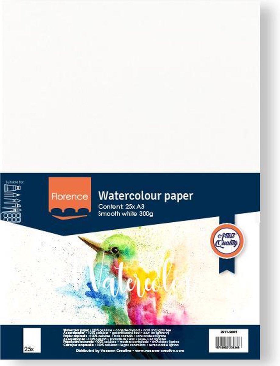 Florence Aquarelpapier – White Smooth – A3 – 300g – 25 vellen