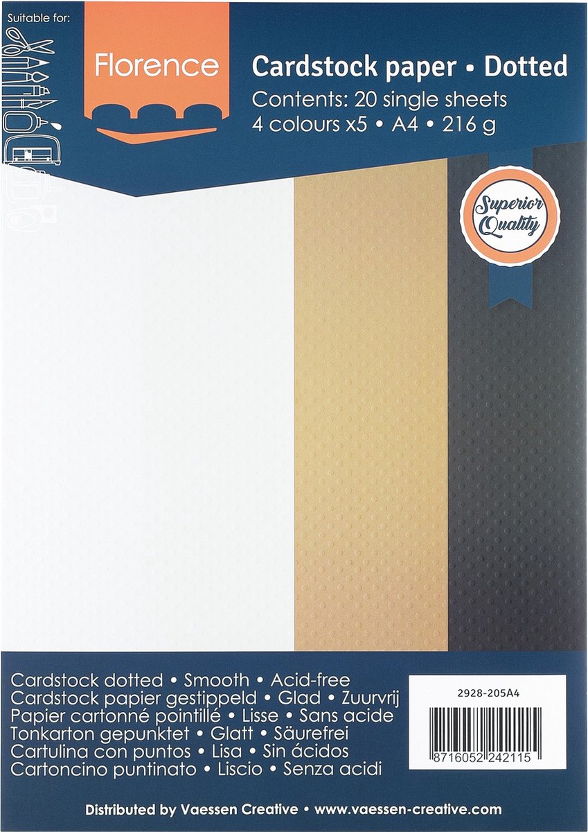 Florence Cardstock Papier Dotted A4 Multipack