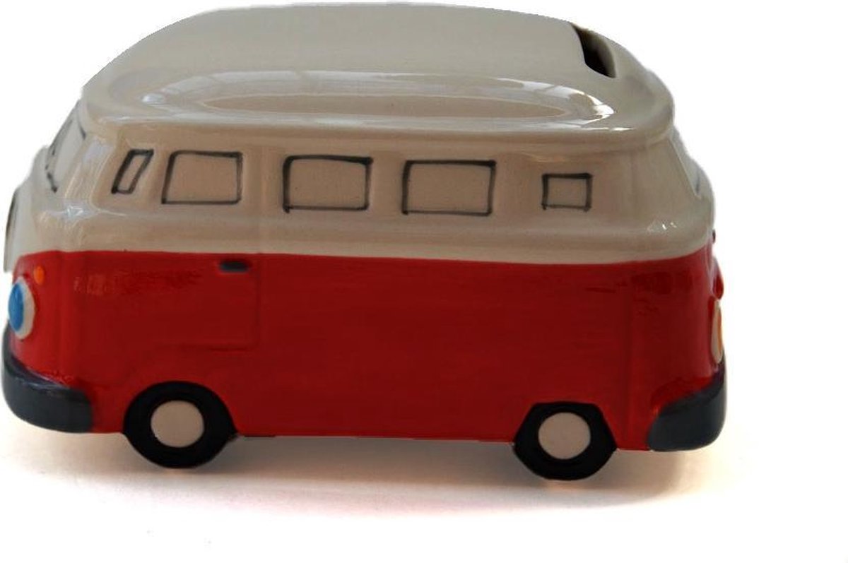 Floz spaarpot - vw busje oldtimer - rood - keramiek - fairtrade - vaderdagcadeau