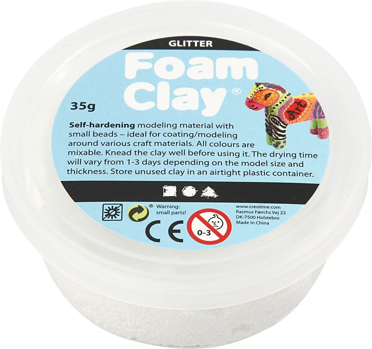 Foam Clay Klei Glitter Wit 35 Gram (78813)