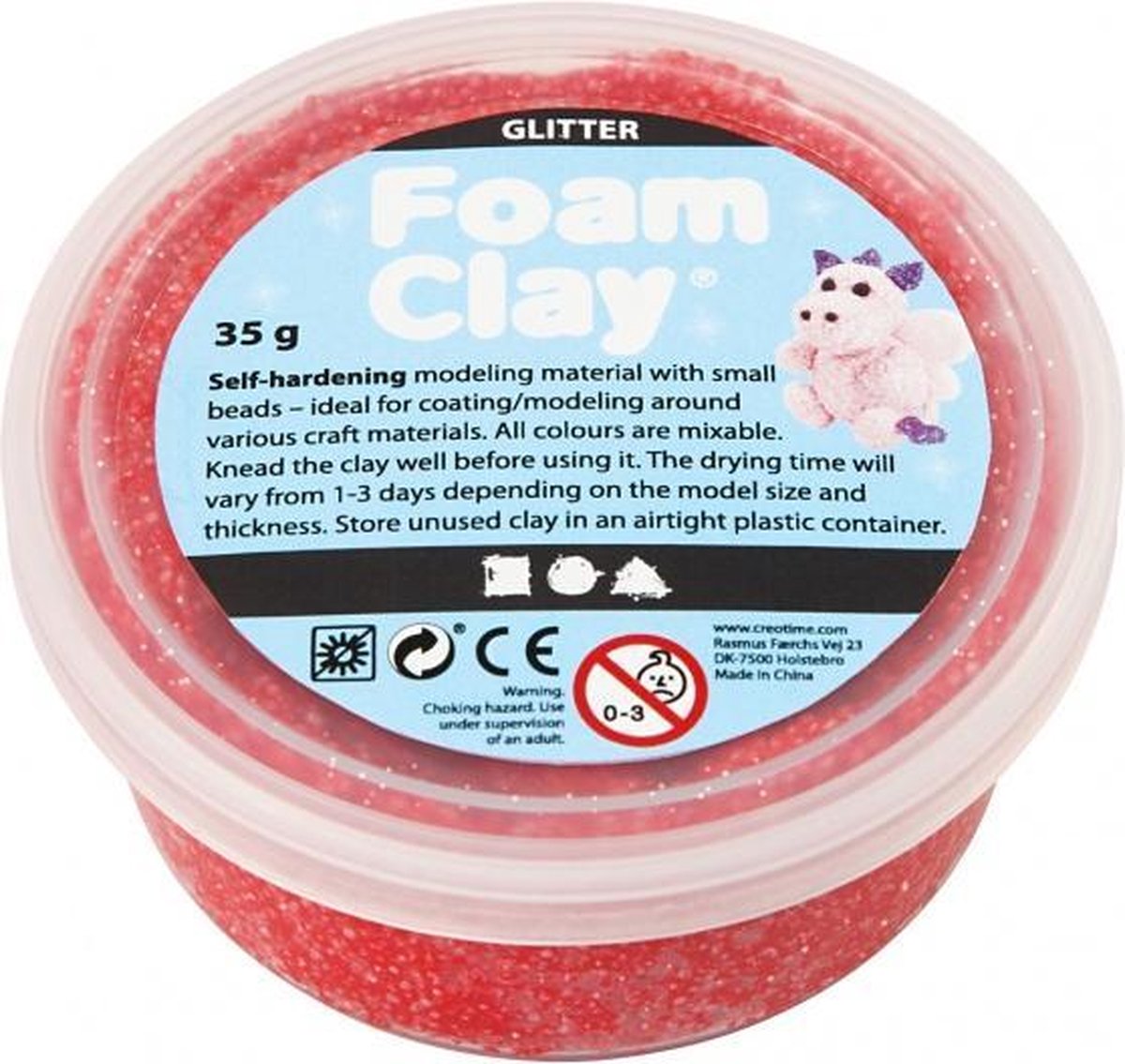 Foam Clay glitter rood 35 gram