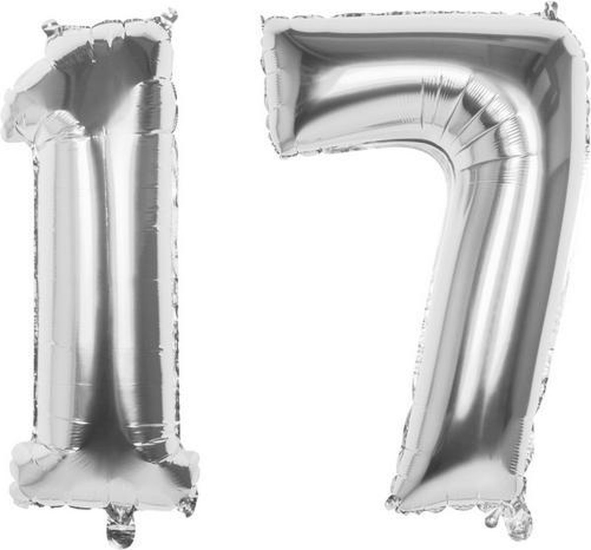 17 Jaar Folie Ballonnen Zilver- Happy Birthday - Foil Balloon - Versiering - Verjaardag - Jongen / Meisje - Feest - Inclusief Opblaas Stokje & Clip - XXL - 115 cm