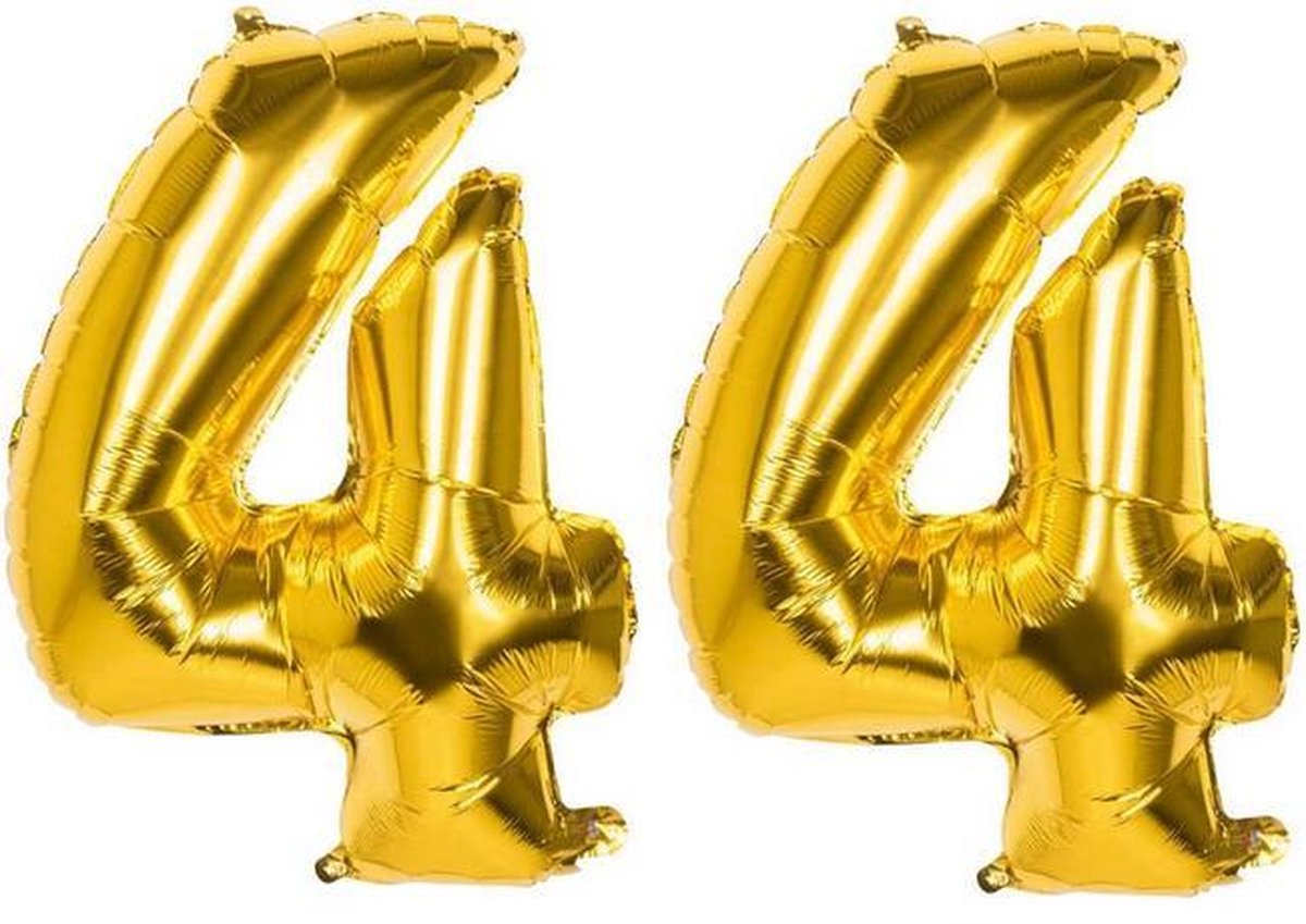 44 Jaar Folie Ballonnen Goud - Happy Birthday - Foil Balloon - Versiering - Verjaardag - Man / Vrouw - Feest - Inclusief Opblaas Stokje & Clip - XXL - 115 cm