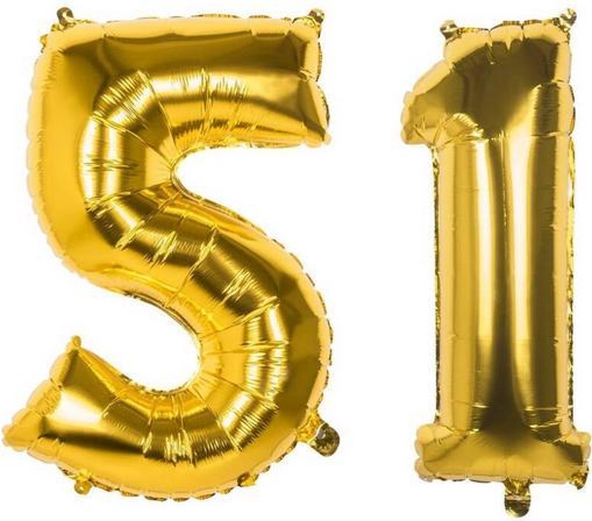 51 Jaar Folie Ballonnen Goud - Happy Birthday - Foil Balloon - Versiering - Verjaardag - Man / Vrouw - Feest - Inclusief Opblaas Stokje & Clip - XXL - 115 cm