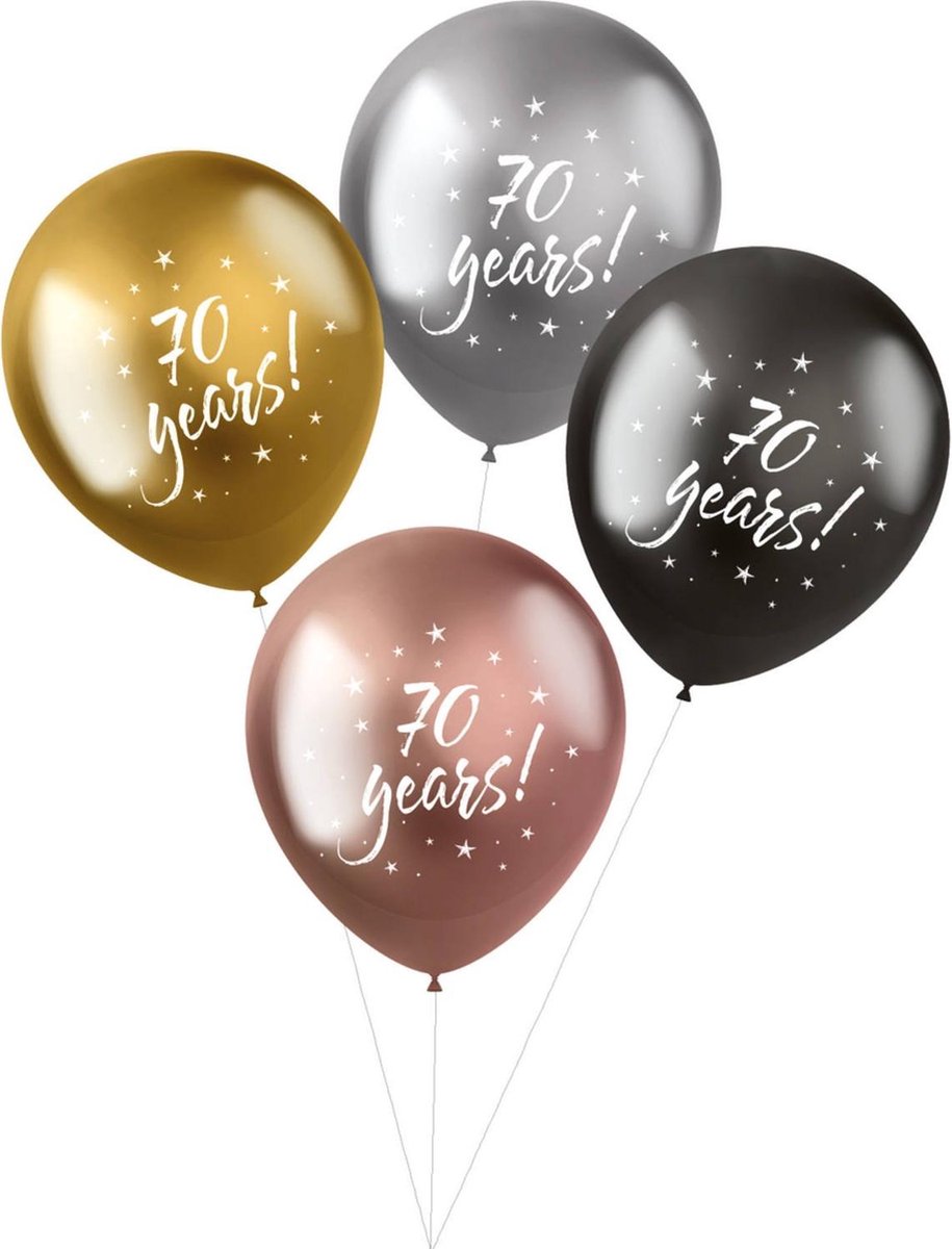 Ballonnen Shimmer 70 Years! Meerkleurig 33 cm – 6 stuks