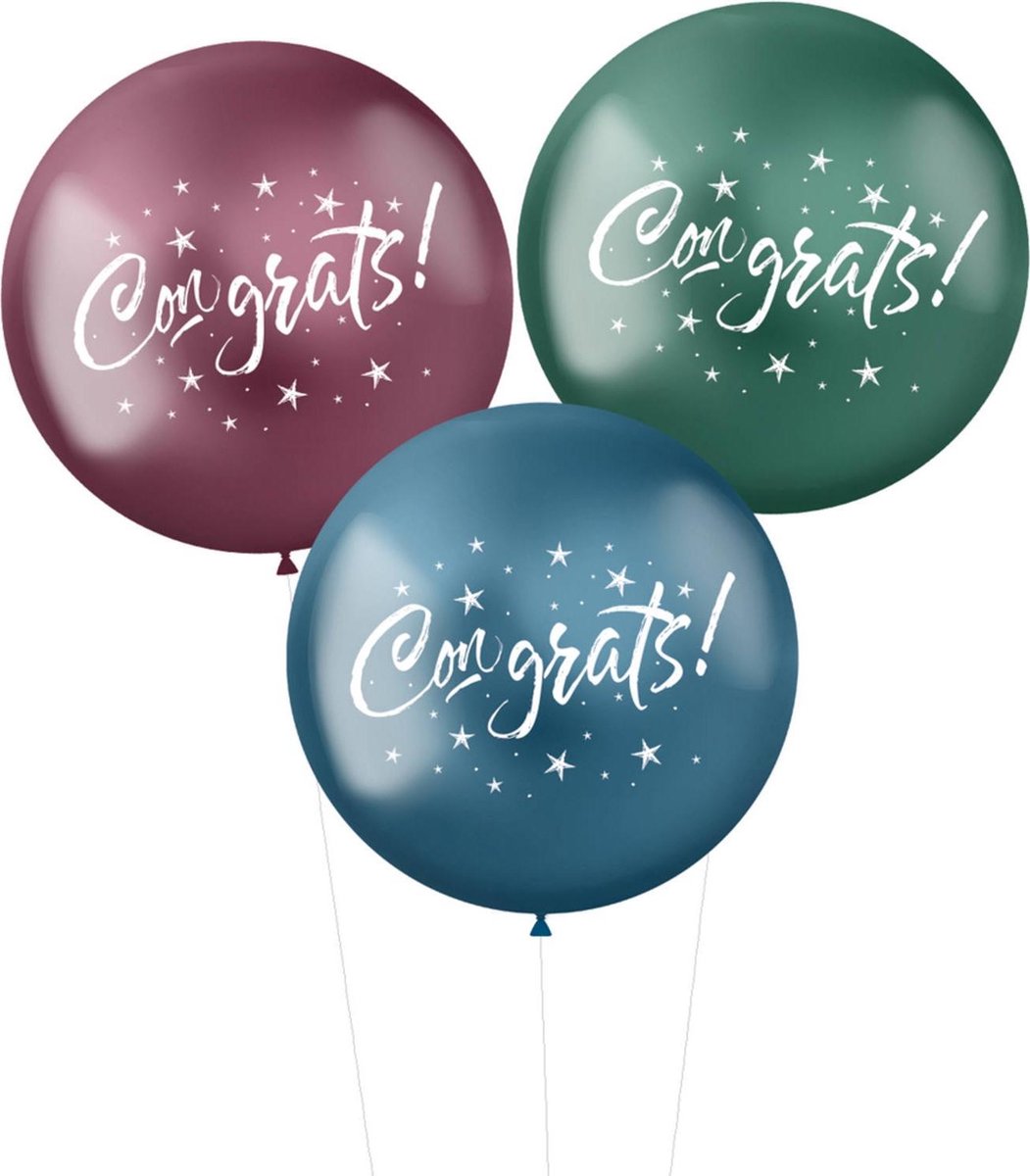 Ballonnen XL ‘Congrats!’ Stellar 48 cm – 3 stuks