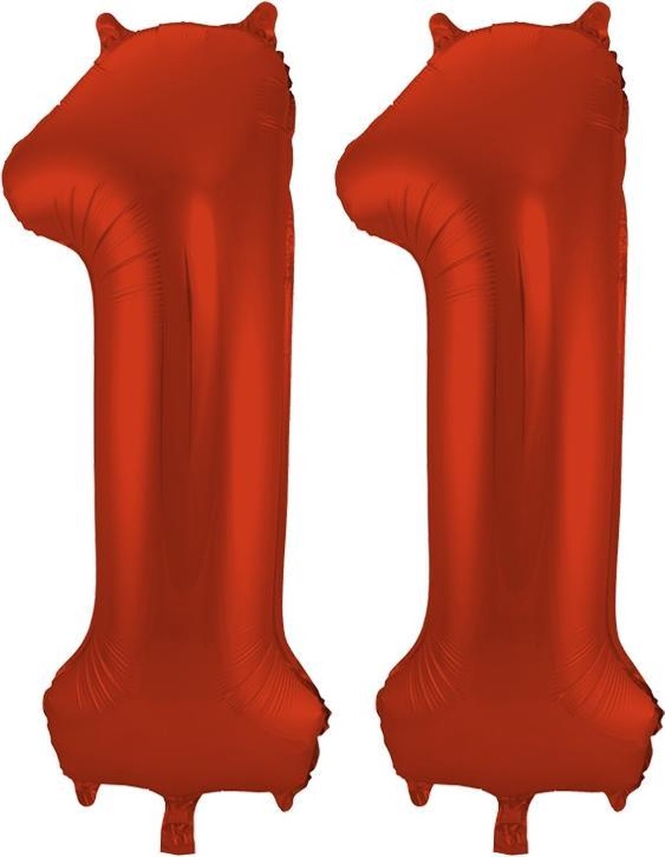 Cijfer 11 Rood Helium 86 cm