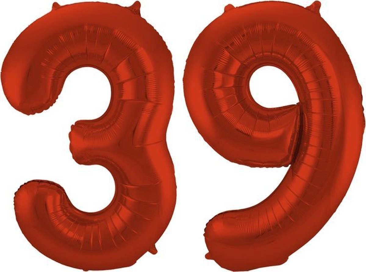 Cijfer 39 Rood Helium 86 cm