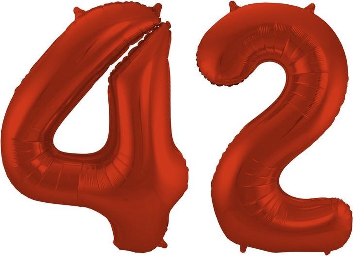 Cijfer 42 Rood Helium 86 cm