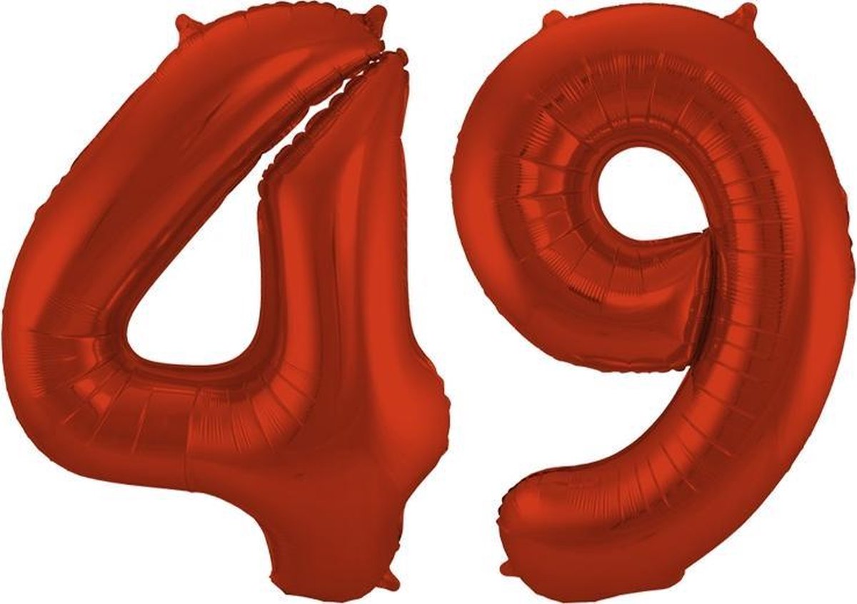 Cijfer 49 Rood Helium 86 cm