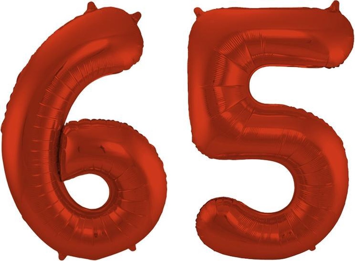 Cijfer 65 Rood Helium 86 cm